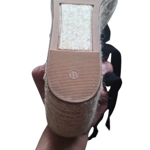 Marc Fisher Andira Black Tie Up Platform Espadrille Wedge Sandal 11M - Picture 15 of 16